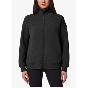 Mondetta Charcoal Grey Mock Neck Zip Up Fleece Lined Jacket Women's M